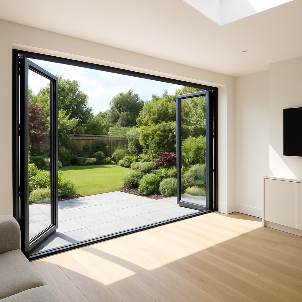 Bi-fold doors opening onto a garden