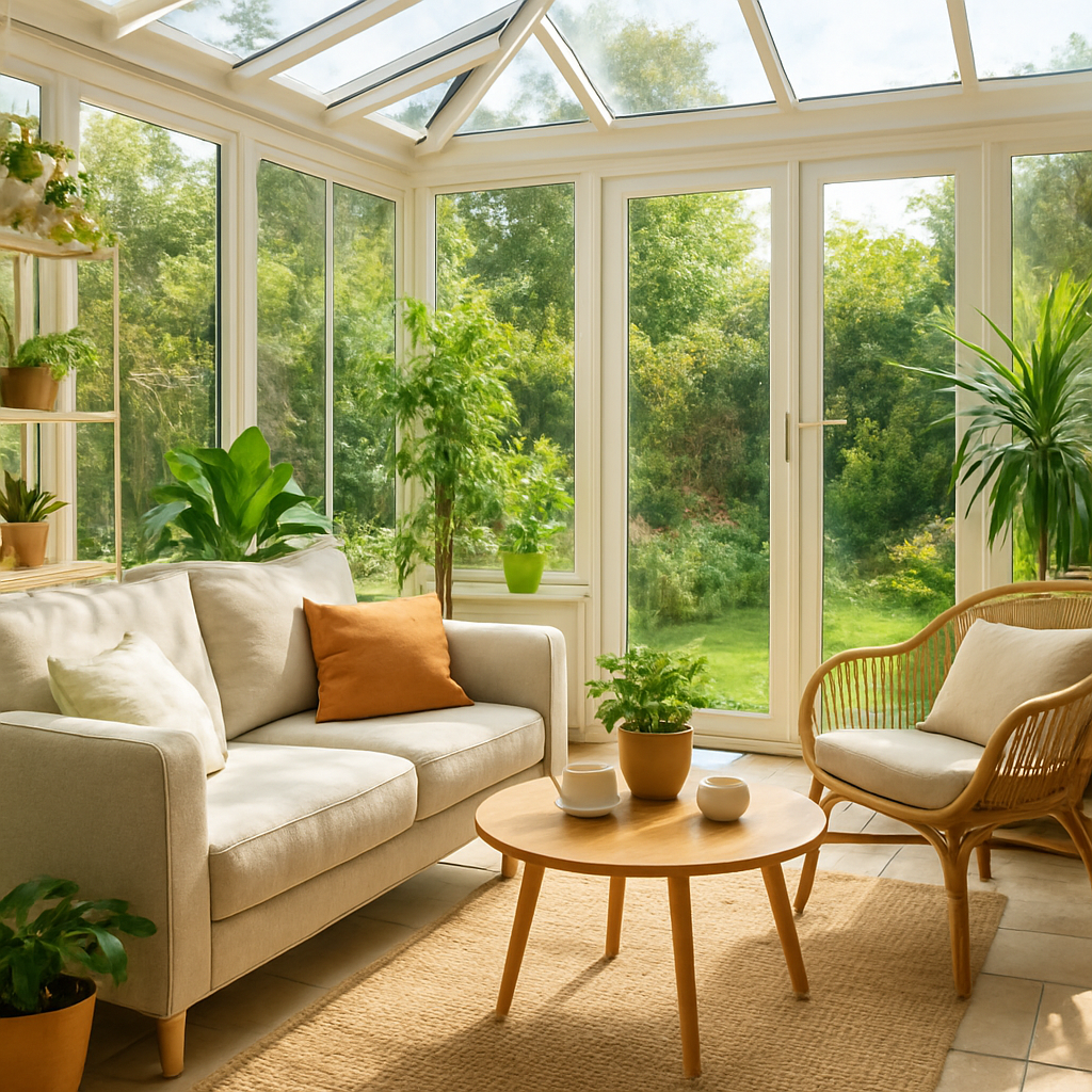 A bright, comfortable conservatory interior