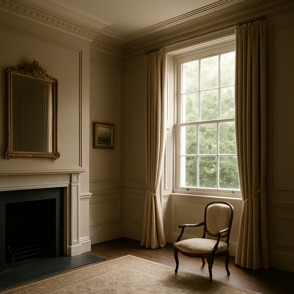 A period room with an original sash window fitted with discreet secondary glazing