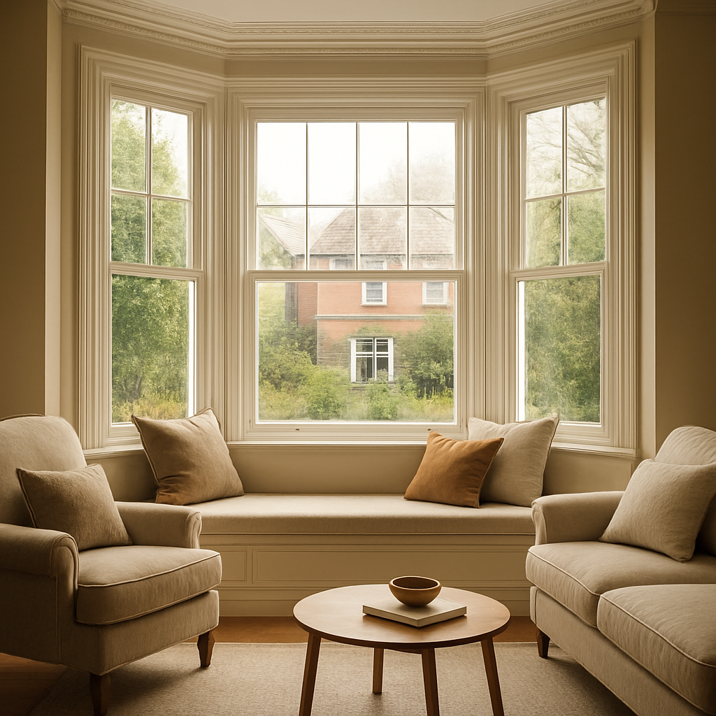An Edwardian bay window fitted with discreet secondary glazing
