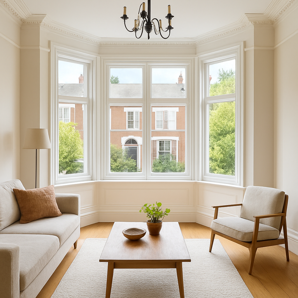 An Edwardian bay window in Crouch End fitted with angled secondary glazing