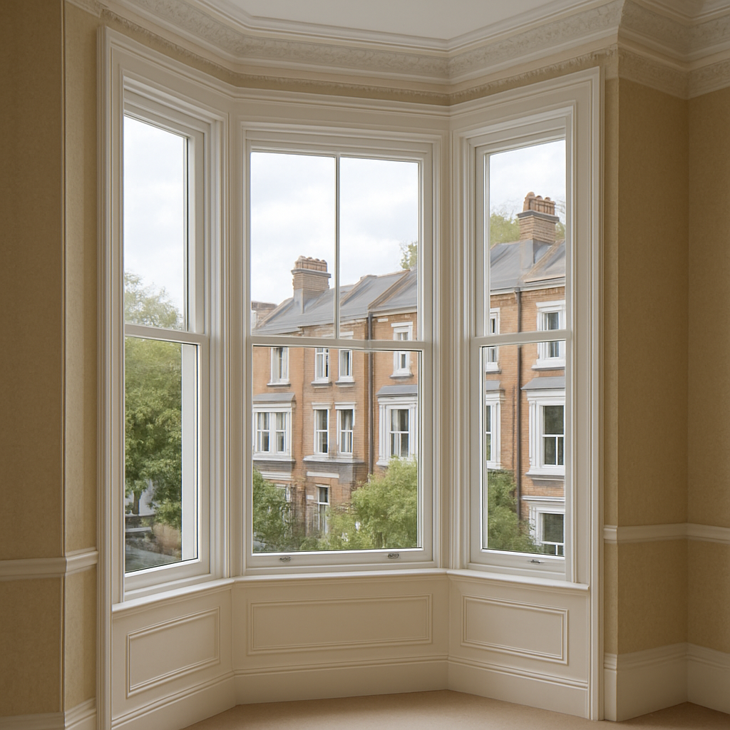 A Victorian sash window in a Hampstead home fitted with discreet secondary glazing