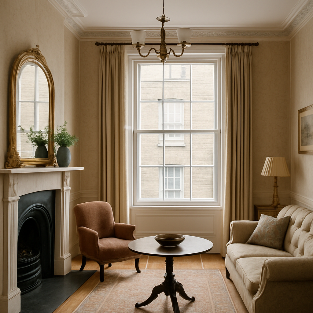 A Victorian sash window fitted with discreet vertical sliding secondary glazing